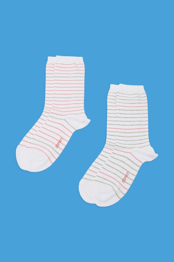 2-pack of striped socks, organic cotton, OFF WHITE, detail image number 0