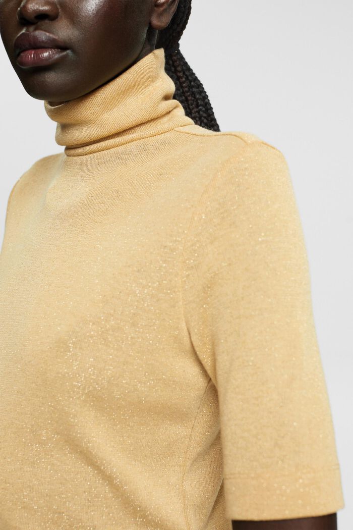 Roll neck t-shirt with glitter effect, GOLD, detail image number 2