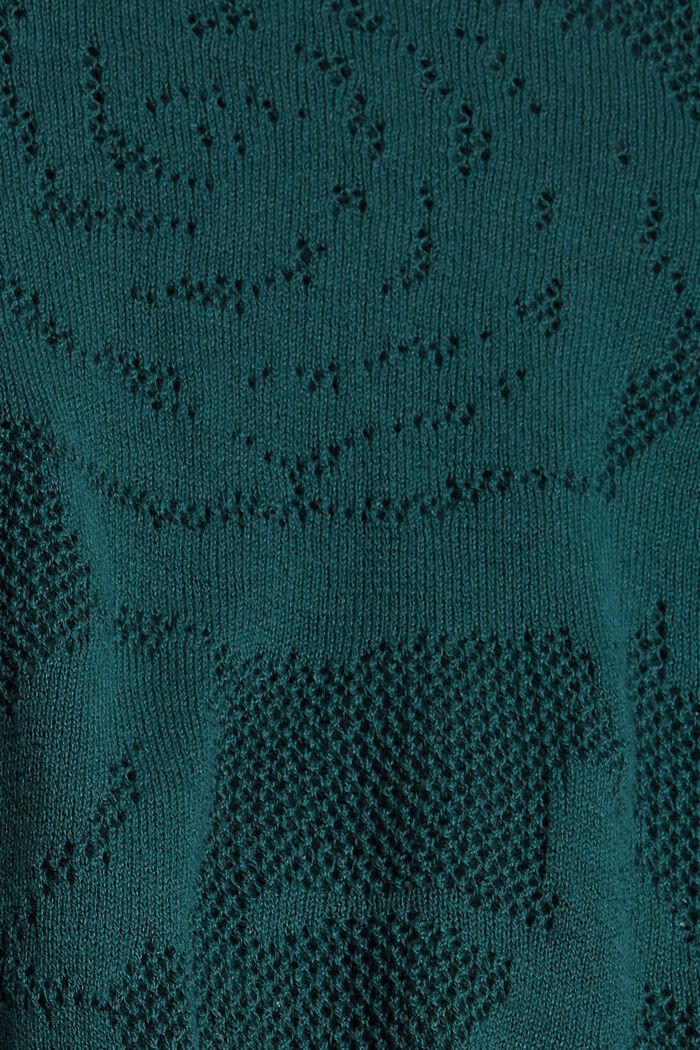 Jumper in openwork knit fabric, DARK TEAL GREEN, detail image number 1