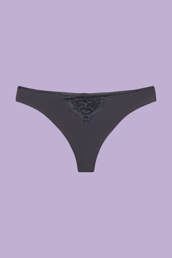 Hipster Lace Brazillian Thong, DARK GREY, detail image number 4
