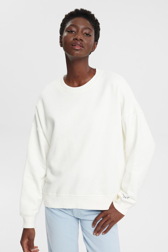 Sweatshirt with embroidered sleeve logo, OFF WHITE, detail image number 0