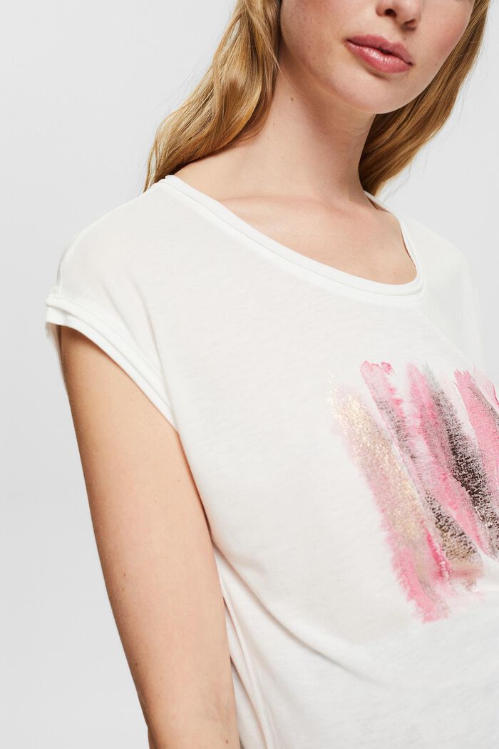 Glitter print T-shirt, LENZING™ ECOVERO™, OFF WHITE, detail image number 2