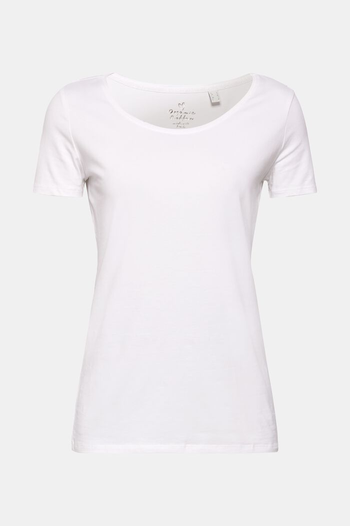 Crew neck T-shirt made of organic cotton with stretch, WHITE, detail image number 0