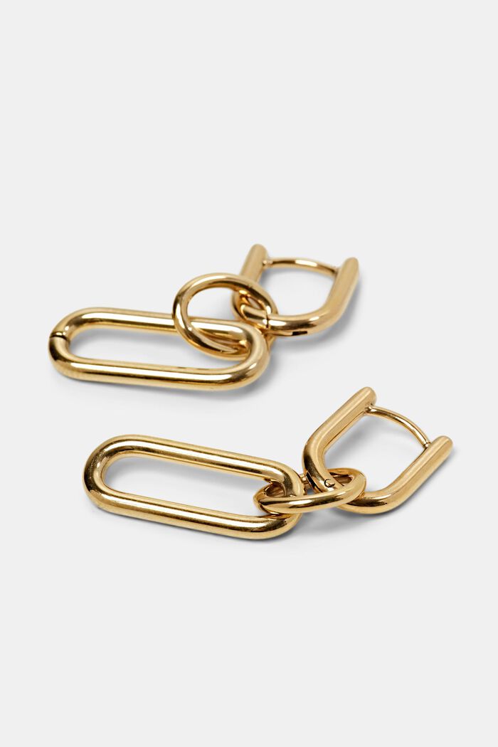 Link earrings, stainless steel, GOLD, detail image number 1