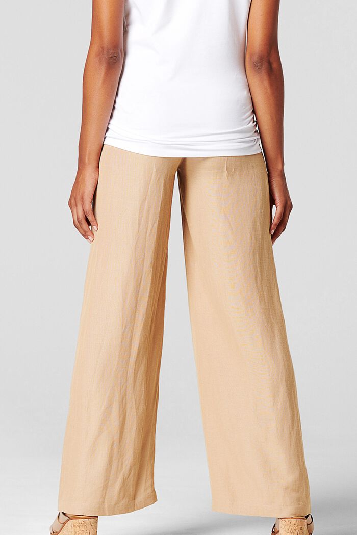 Linen blend: trousers with under-bump waistband, SAND, detail image number 1