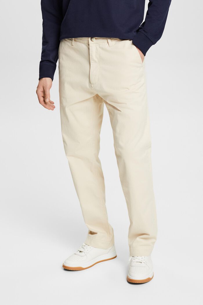 Cotton Straight Chino Pants, LIGHT BEIGE, detail image number 0