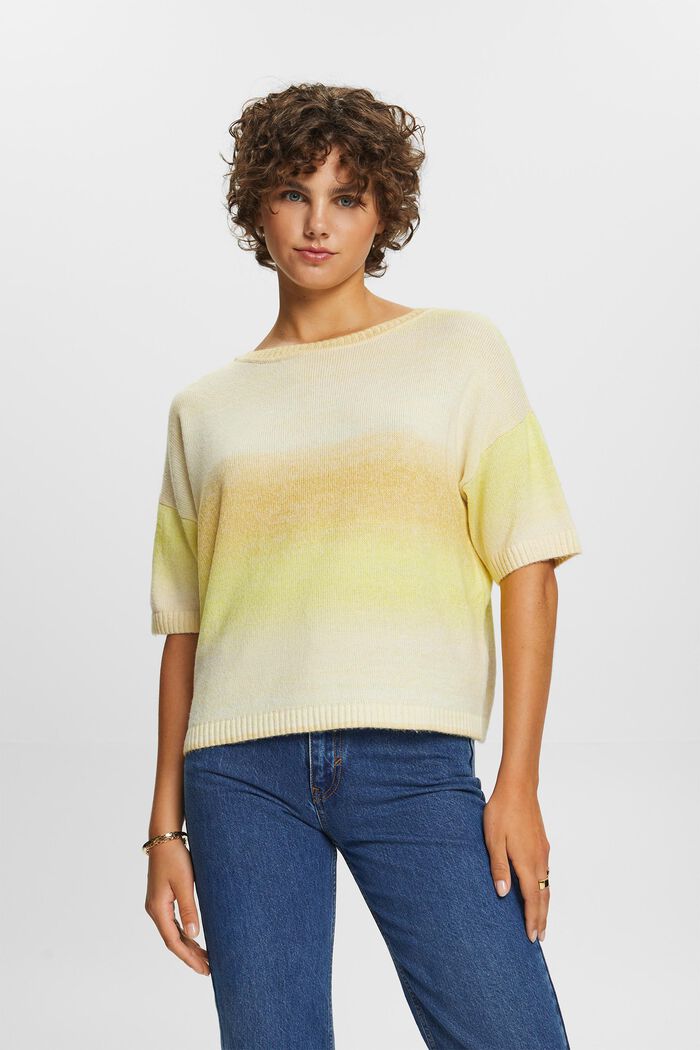 Short sleeve jumper, cotton blend, BRIGHT YELLOW, detail image number 0