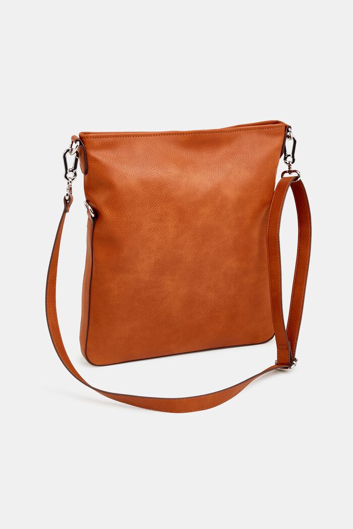 Faux Leather Flapover Shoulder Bag, RUST BROWN, detail image number 4