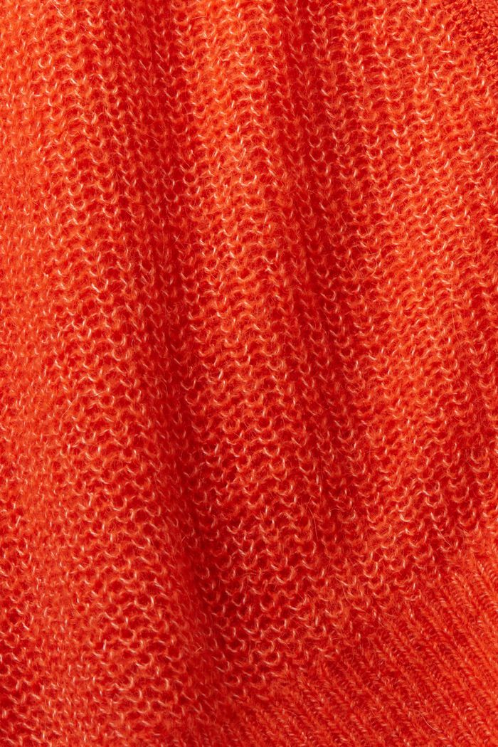 V-neck mohair cardigan, ORANGE RED, detail image number 5