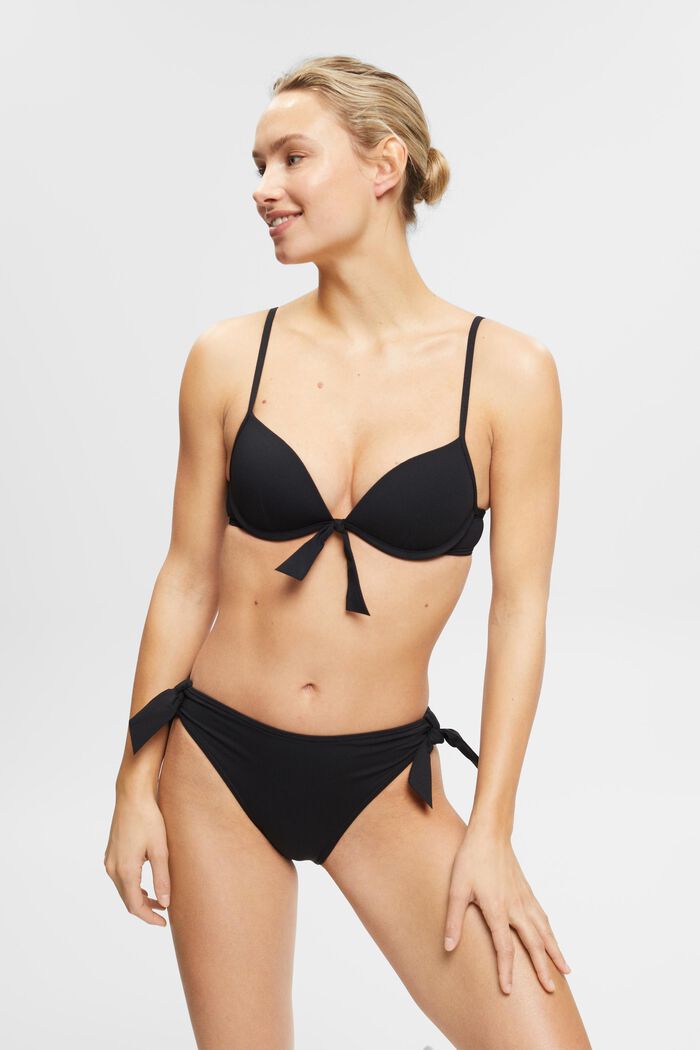 Textured bikini top with knot detail, BLACK, detail image number 0