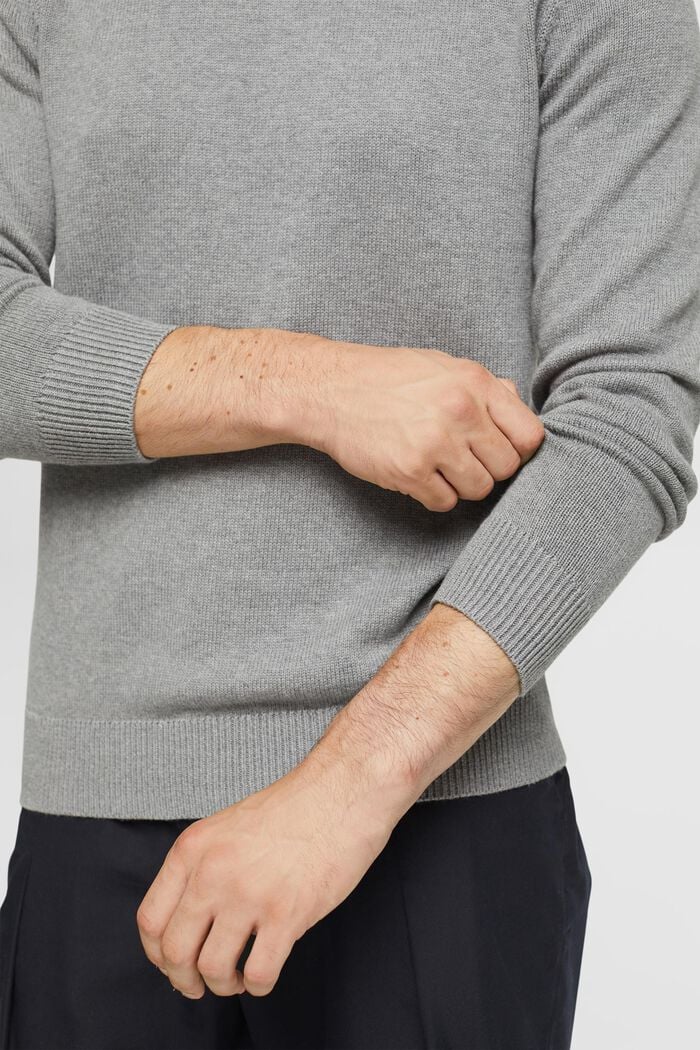 Sustainable cotton knit jumper, MEDIUM GREY, detail image number 2