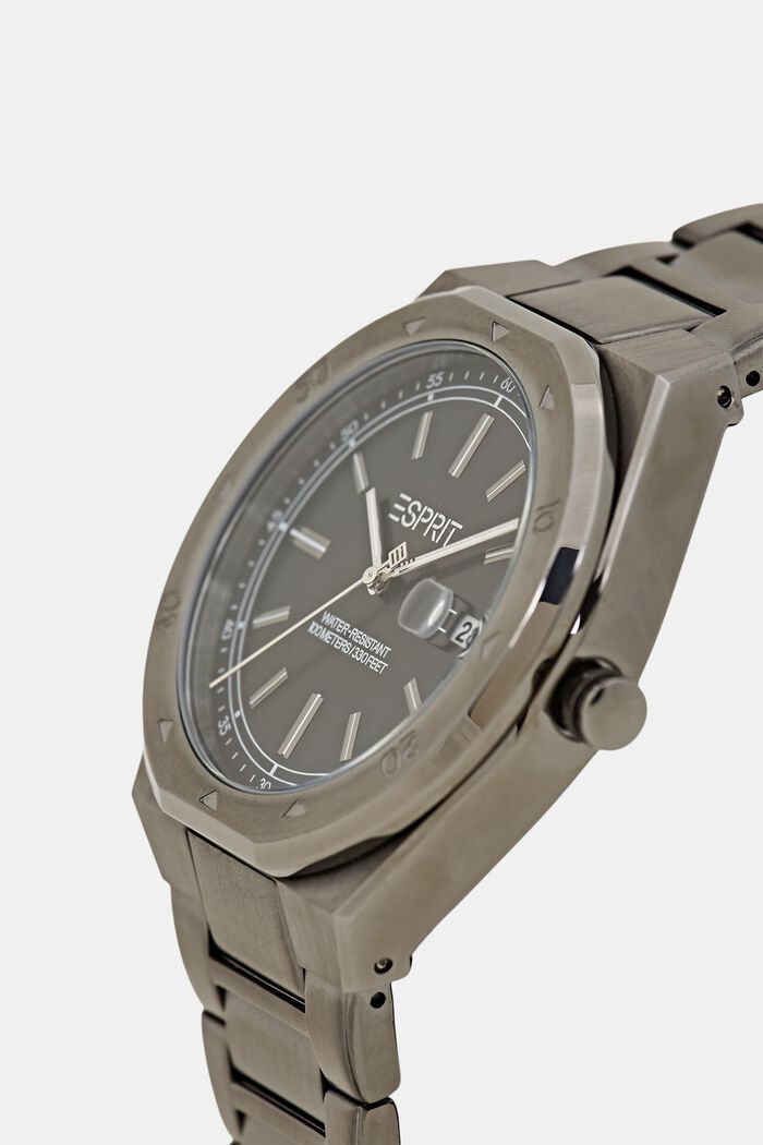 Edelstahl-Uhr mit Gliederarmband, GUNMETAL, detail image number 1