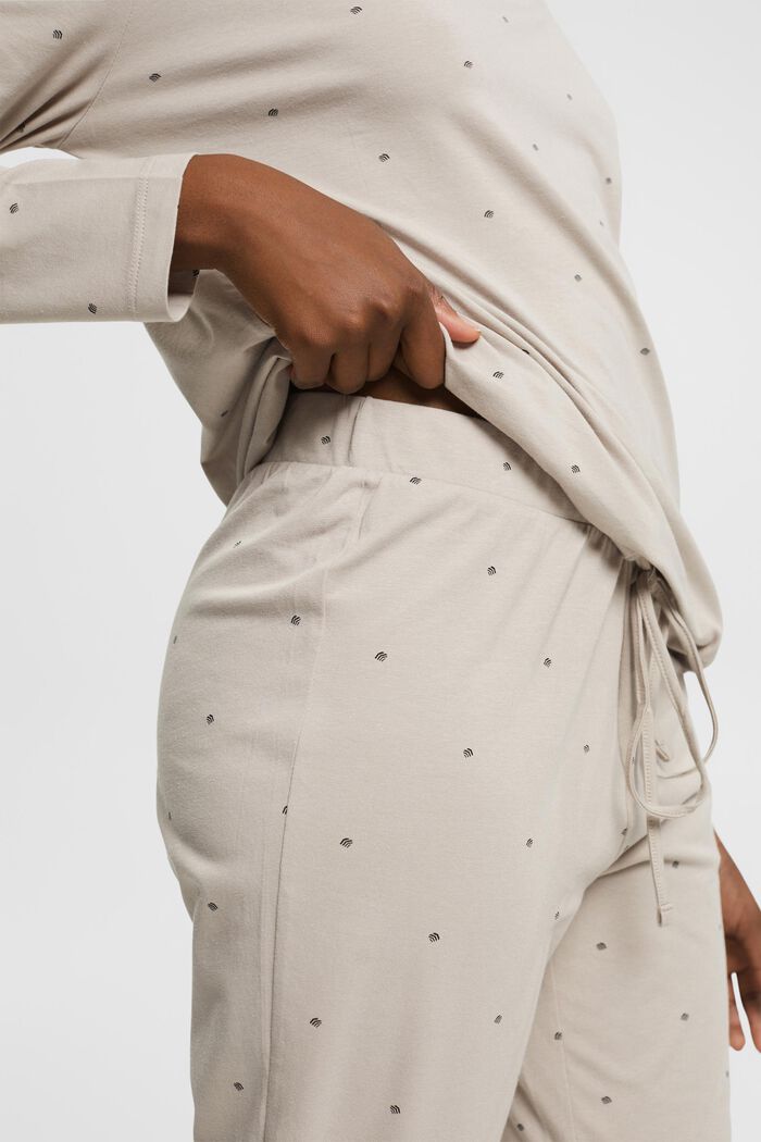 Cotton pyjamas with all-over pattern, LIGHT TAUPE, detail image number 2