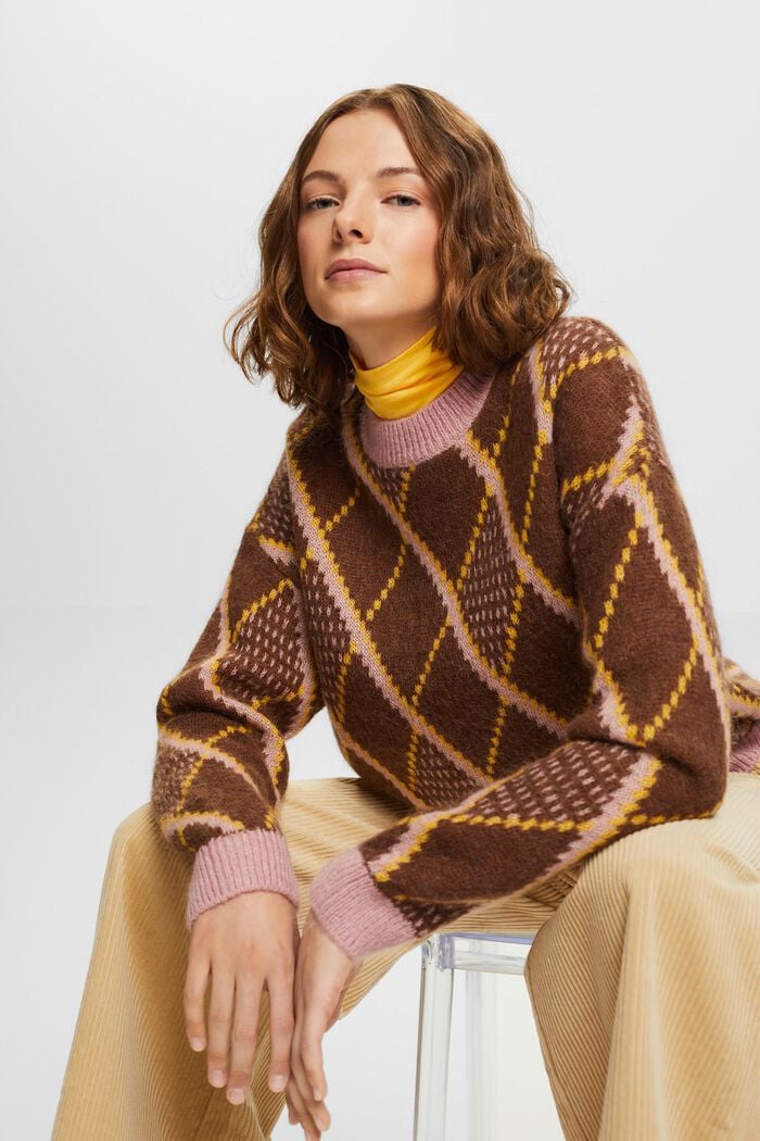 Wool-Mohair Blend Sweater, TOFFEE, detail image number 0