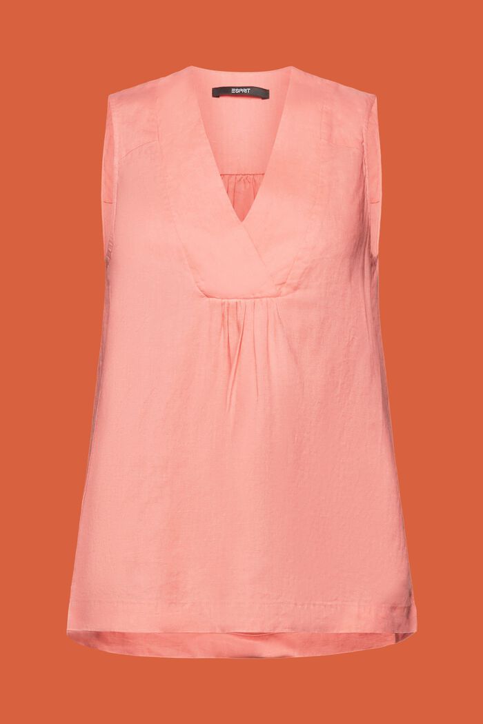 Sleeveless Linen Babydoll Blouse, CORAL, detail image number 6