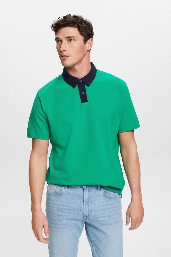 Cotton pique polo shirt, GREEN, detail image number 0
