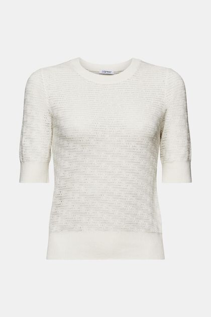Pointelle Short-Sleeve Sweater