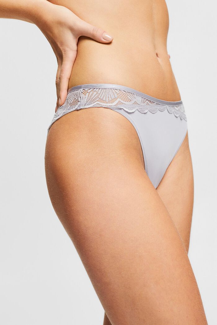 Recycled: Brazilian briefs with lace, LIGHT BLUE LAVENDER, detail image number 2