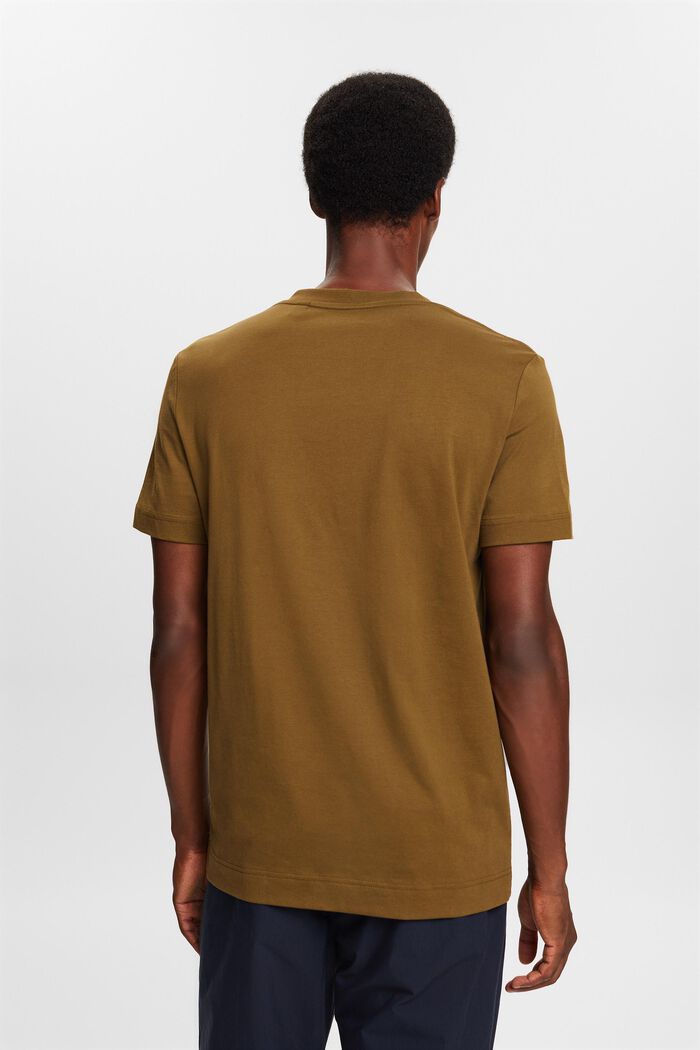 Jersey V-neck t-shirt, 100% cotton, DARK KHAKI, detail image number 4