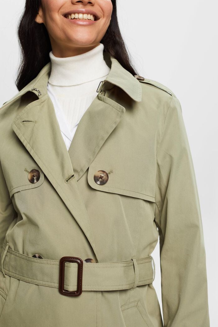 Short trench coat with belt, LIGHT KHAKI, detail image number 2