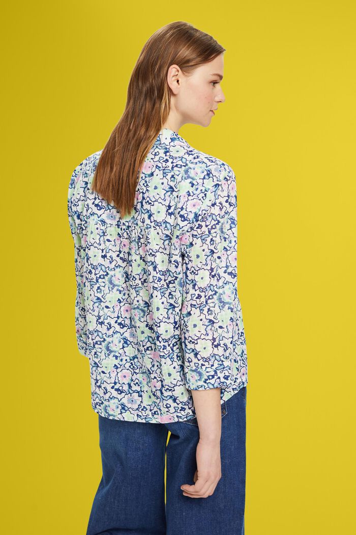 Cotton blouse with floral print, WHITE, detail image number 3