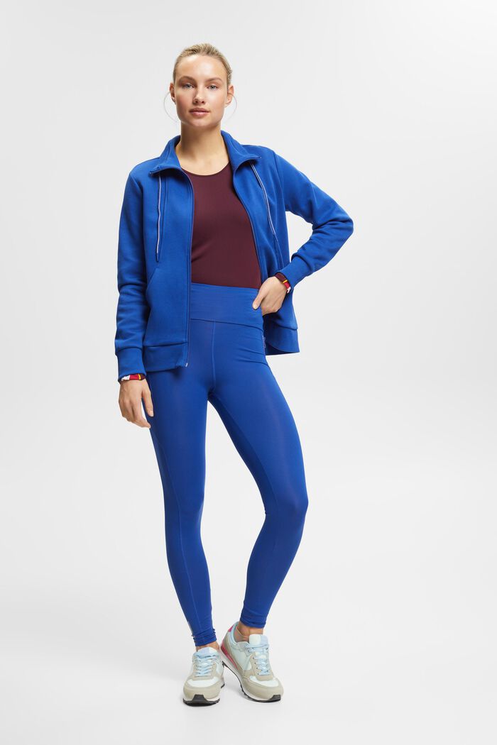Zipper sweatshirt, cotton blend, BRIGHT BLUE, detail image number 1