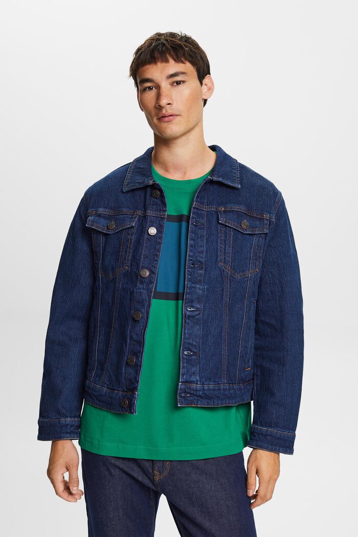 ESPRIT - Jeans trucker jacket, stretch cotton at our online shop