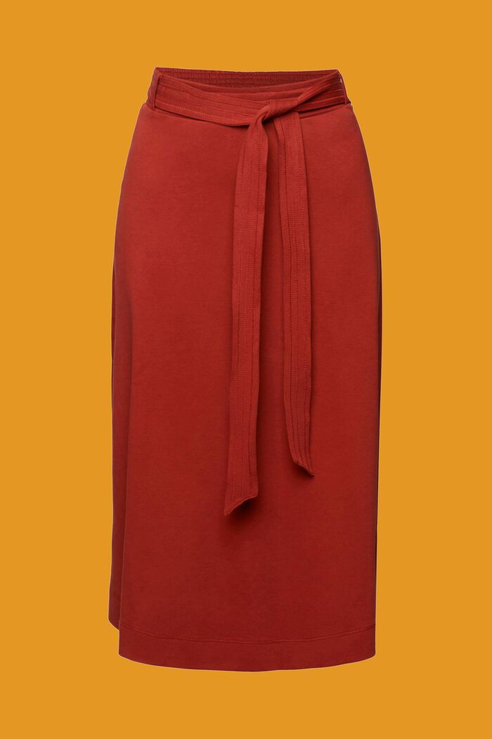 Jersey skirt with a belt, TERRACOTTA, detail image number 6