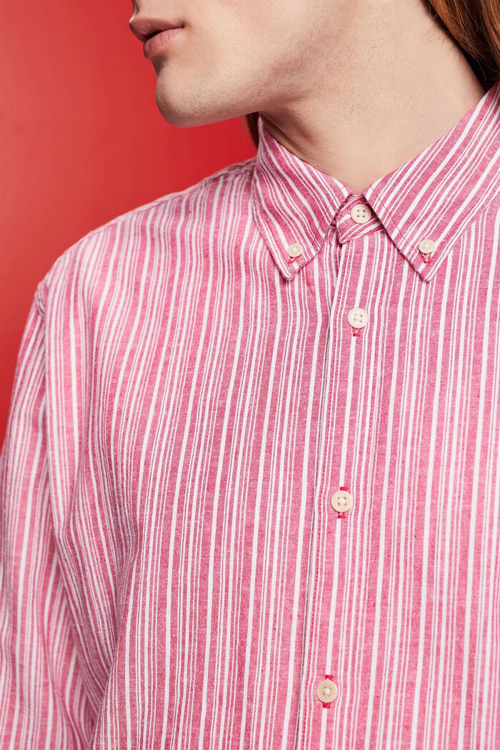 Striped shirt with linen, DARK PINK, detail image number 2