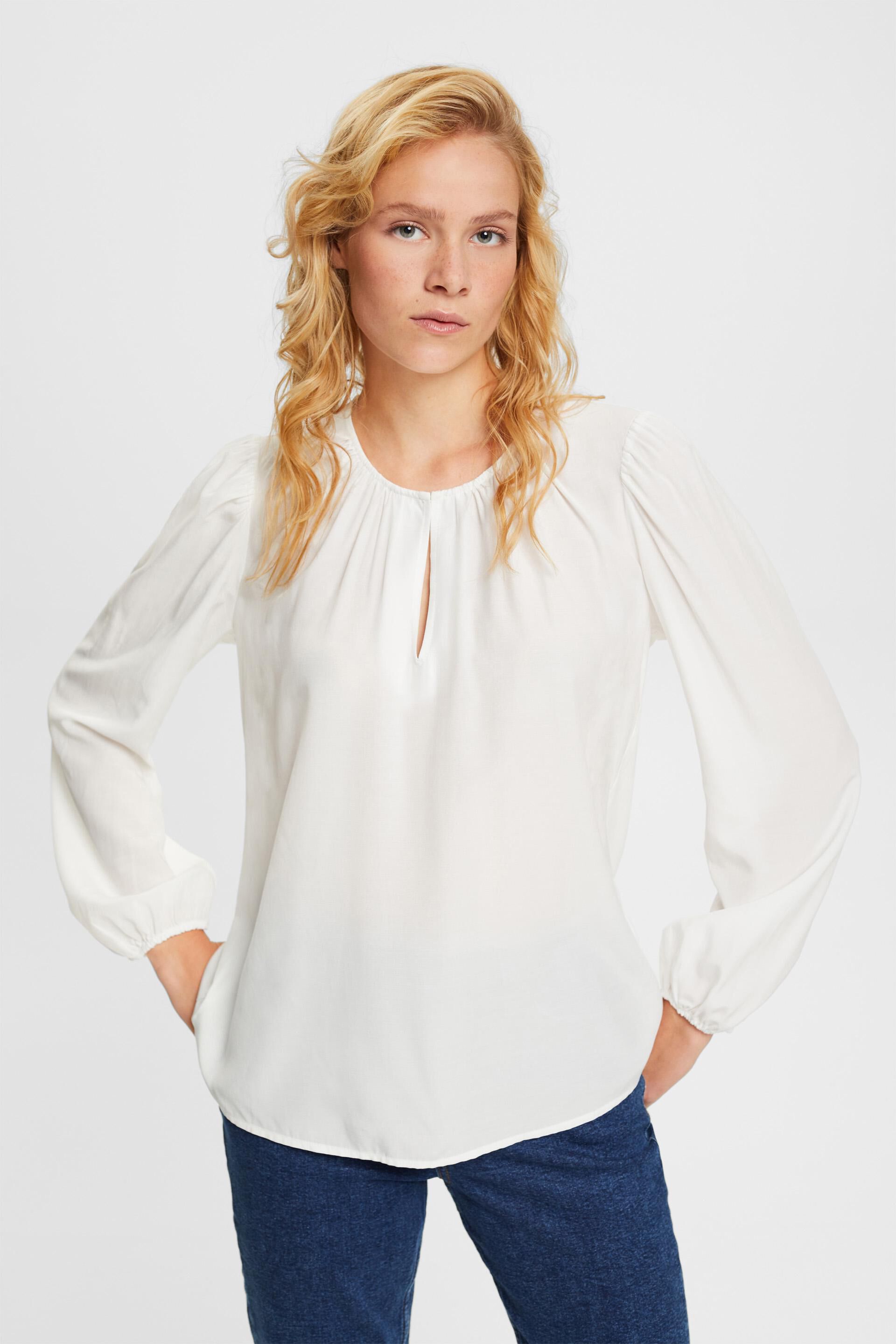 Fashion Blouses Slip-over Blouses Esprit Slip-over Blouse white weave pattern elegant 