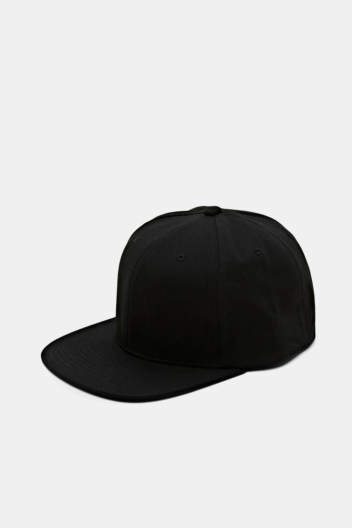 Cotton flat brim cap, NEW BLACK, detail image number 0
