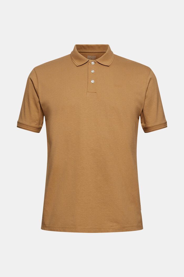 With linen/organic cotton: jersey polo shirt, CAMEL, detail image number 0