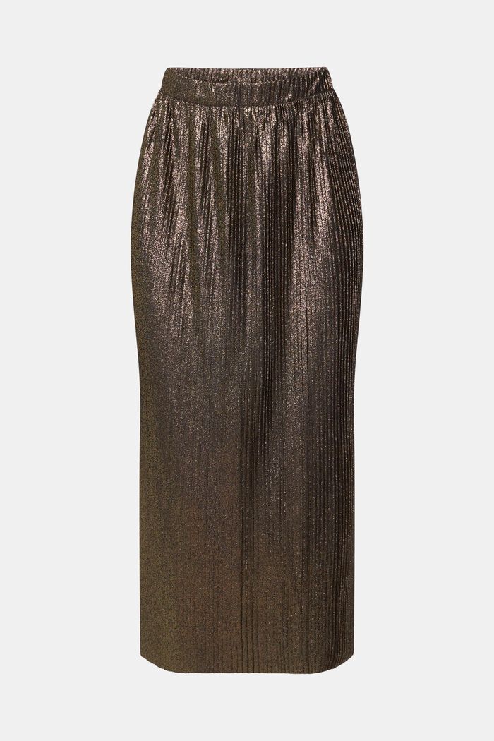 Pleated midi skirt with glitter effect