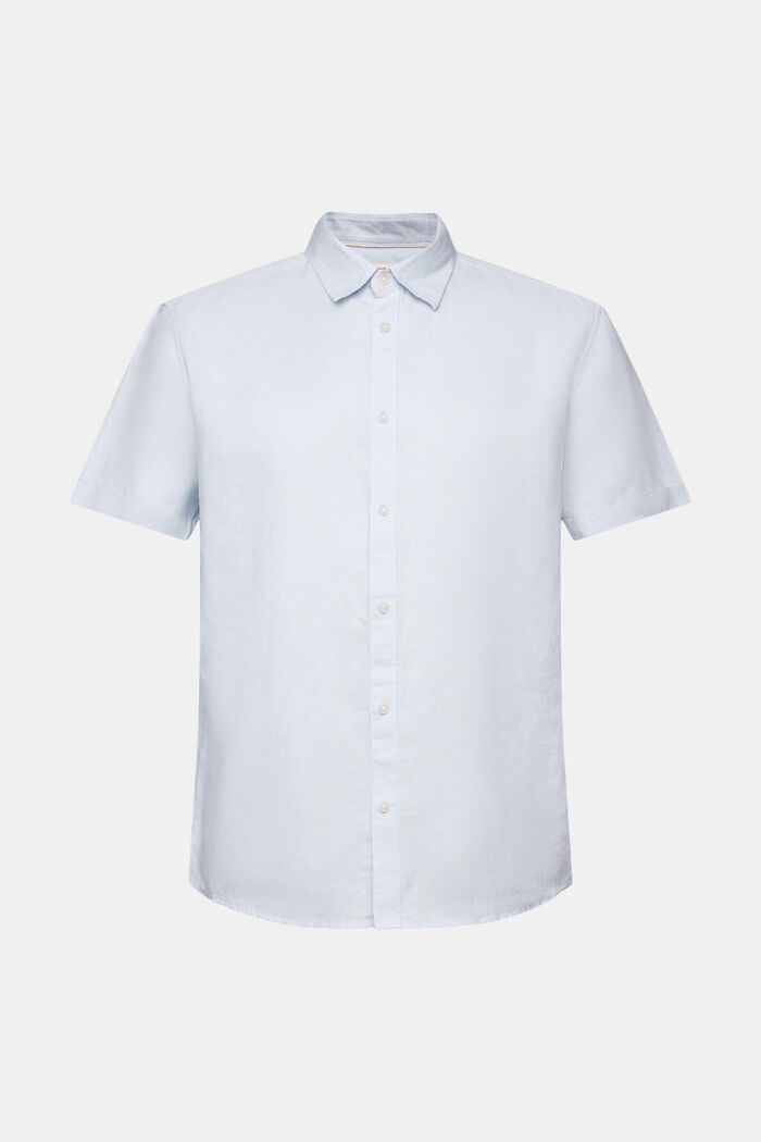 Linen and cotton blend short-sleeved shirt, LIGHT BLUE, detail image number 5