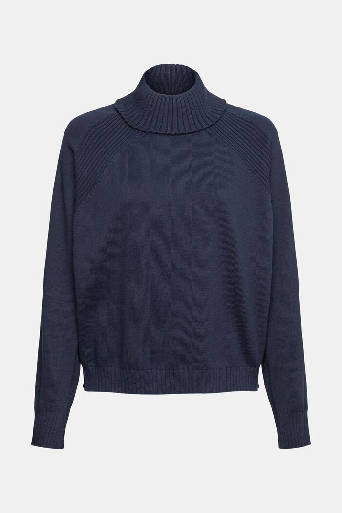 Polo neck jumper, 100% cotton, NAVY, detail image number 2