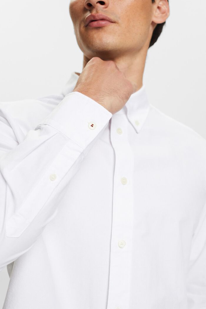 Cotton-Poplin Button Down Shirt, WHITE, detail image number 3
