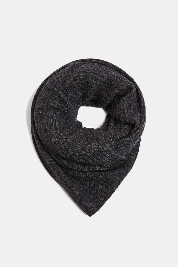 Ribbed knit scarf with cashmere