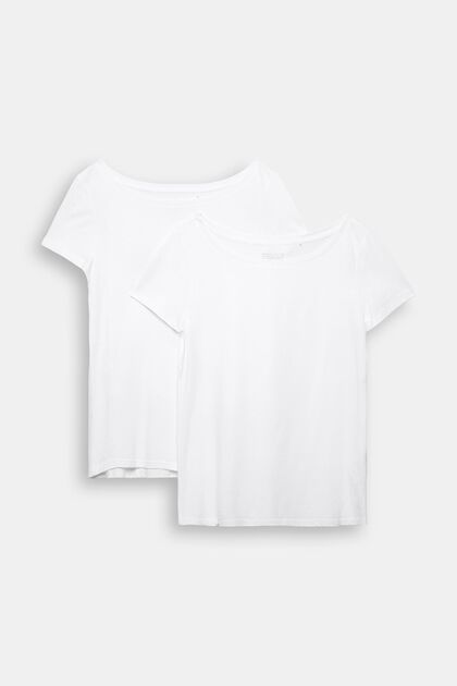 Double pack: basic T-shirt, organic cotton blend, WHITE, overview