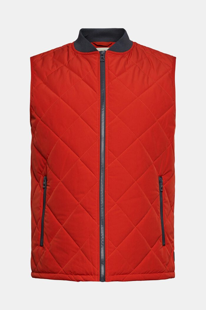 Made of recycled material: quilted body warmer with ribbed trims
