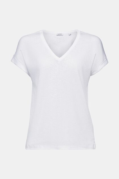 Cotton-Linen V-Neck T-Shirt