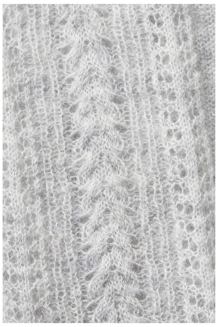 Crewneck Pointelle Knit Sweater, LIGHT GREY, detail image number 5