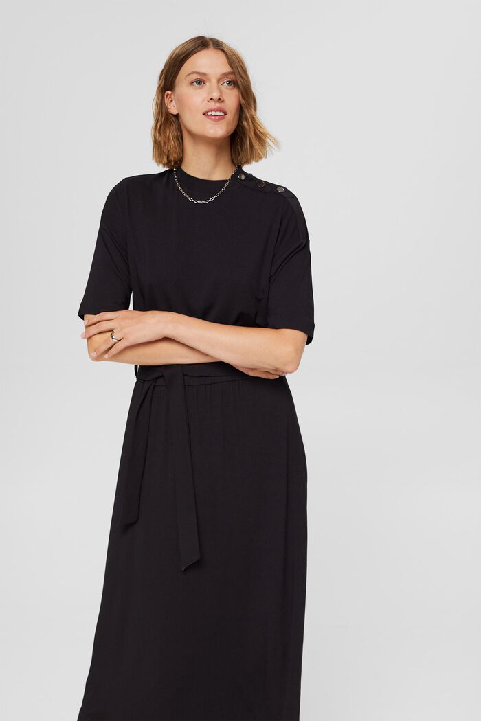 Jersey midi dress made of LENZING™ ECOVERO™, BLACK, detail image number 5