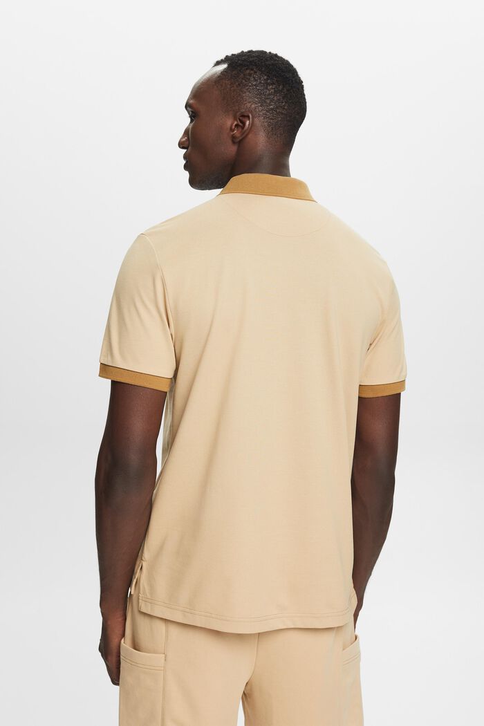Two-tone piqué polo shirt, SAND, detail image number 3