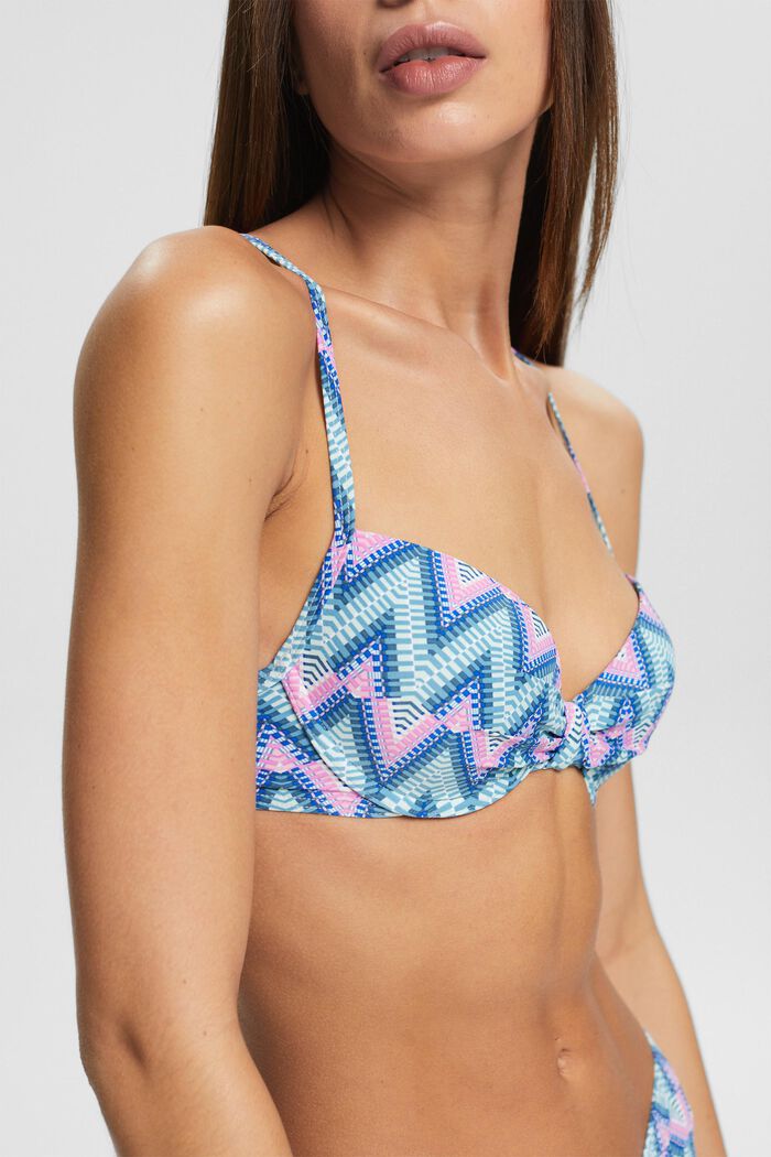 Made of recycled material: bikini top with multi-way straps, BRIGHT BLUE, detail image number 0