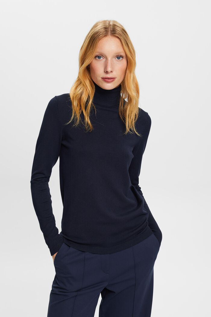 Long-Sleeve Turtleneck Sweater, NAVY, detail image number 0