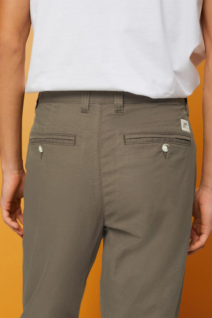 Cotton and linen blended trousers, DUSTY GREEN, detail image number 5
