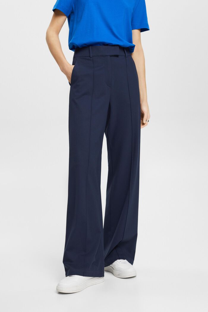 Mid-rise wide leg trousers, NAVY, detail image number 0
