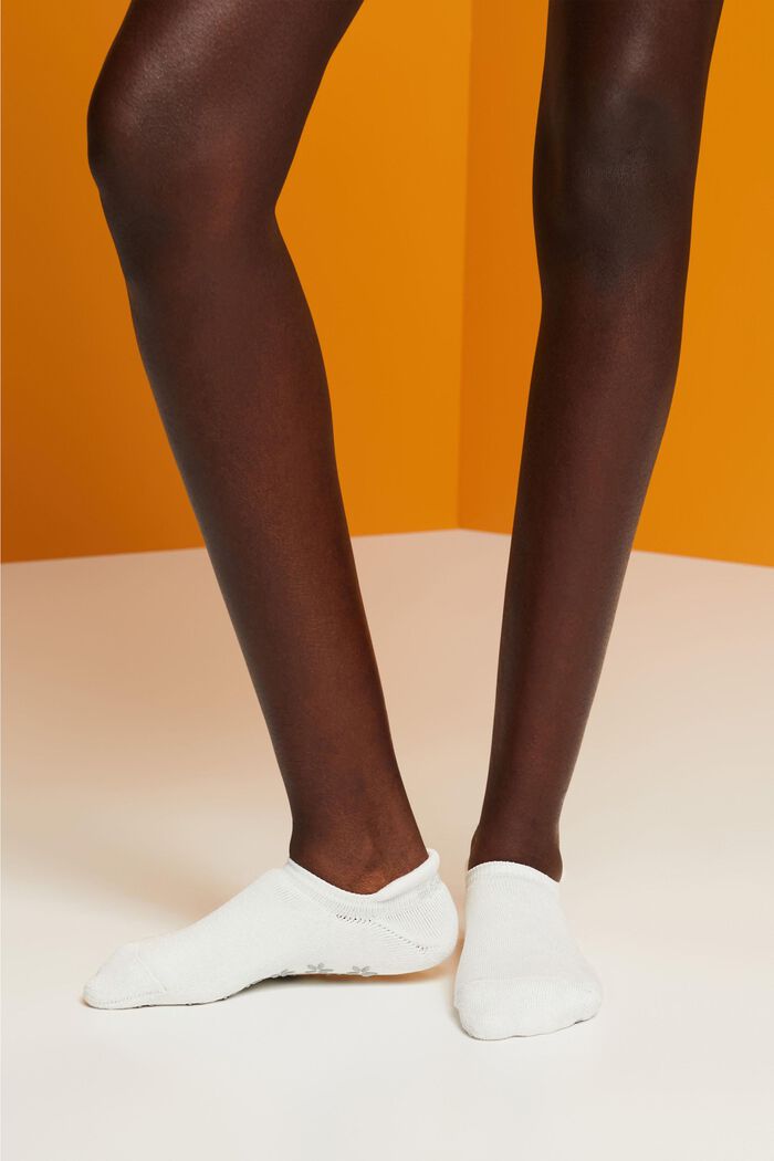Non-slip short socks, organic cotton blend, OFF WHITE, detail image number 1