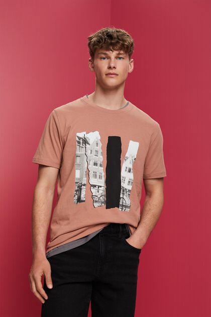 Crewneck t-shirt with print, 100% cotton