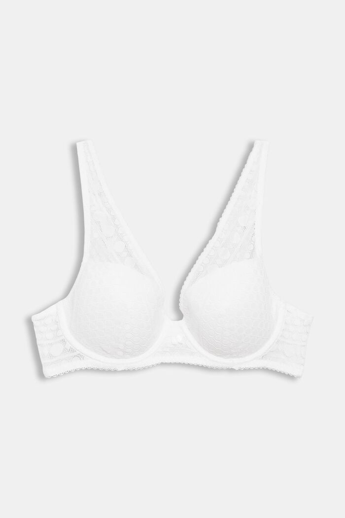 Padded underwire bra in graphic lace, WHITE, detail image number 4